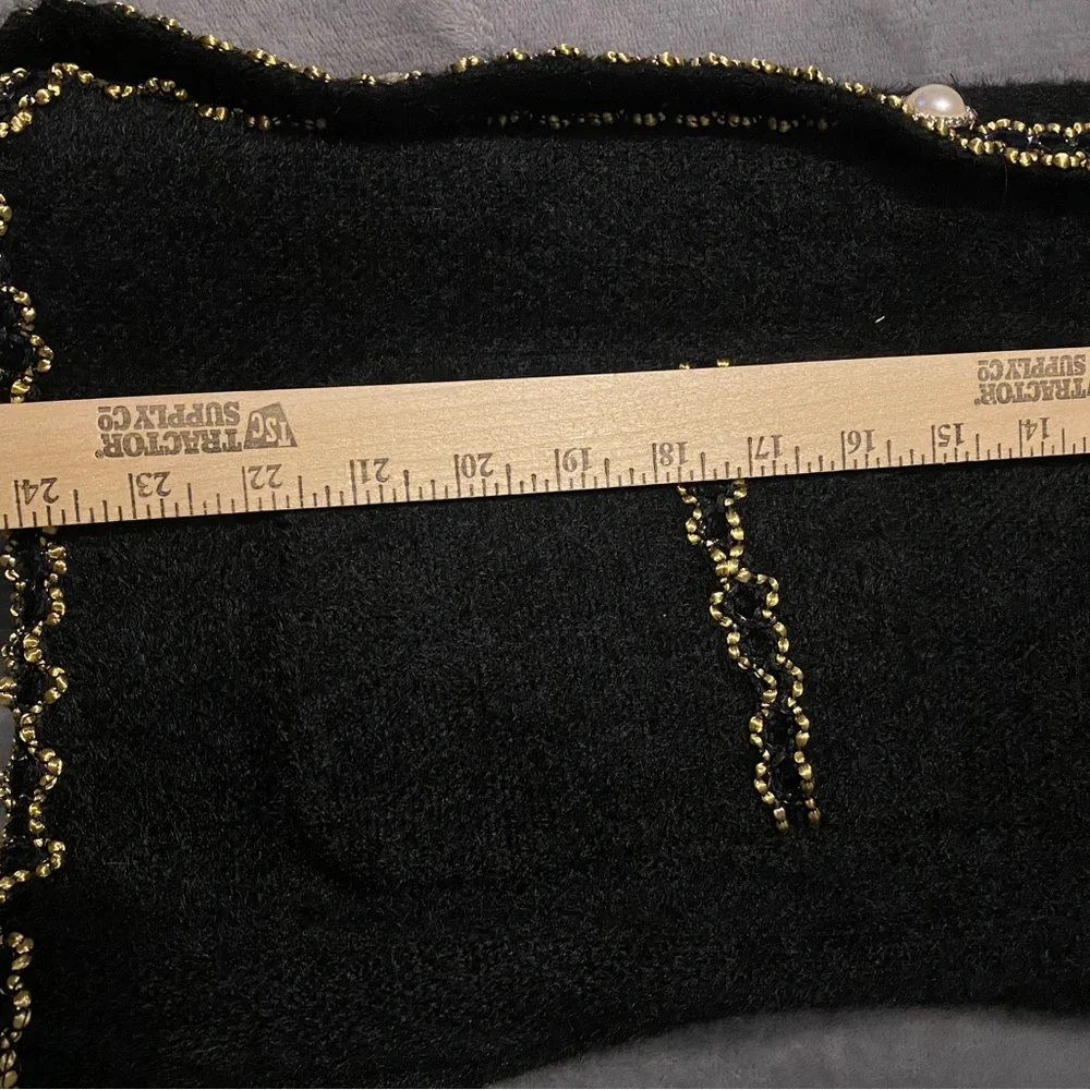 Snowflake brand women’s black cardigan Sz S/M pearl and gold buttons sweater